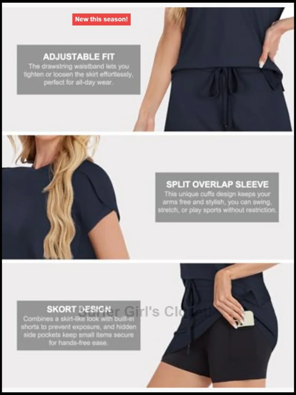 Two Piece Skirt Set with Overlap Sleeves Tennis Outfit Skort Lounge Set